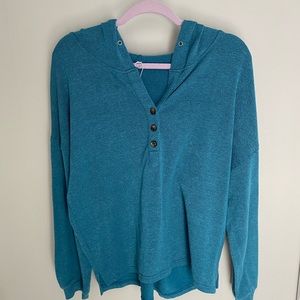 Teal hooded lightweight sweater